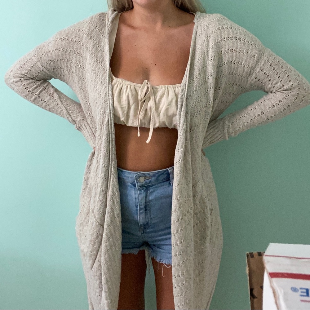 Hoodie cardigan beige AE